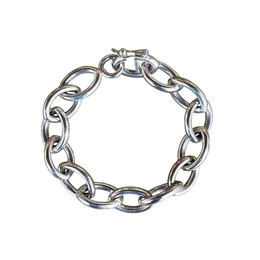 Vintage Peruvian 950 Sterling Silver Heavy Chain Link Bracelet 40g - Picture 4 of 13
